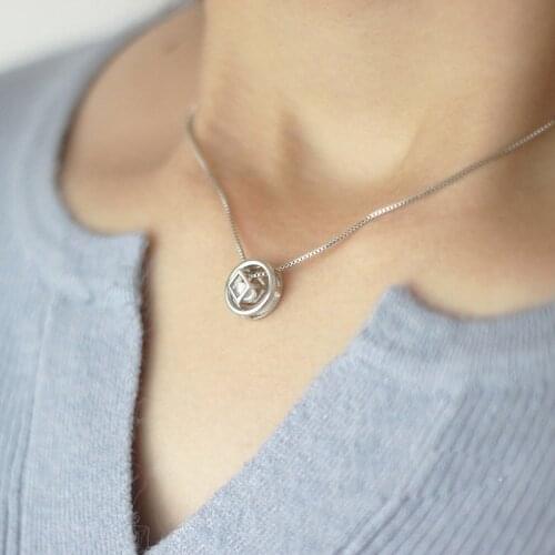 DreamySky Hot Selling Pure Silver Color Zircon Round Necklaces For Women Jewelry Collar Colar