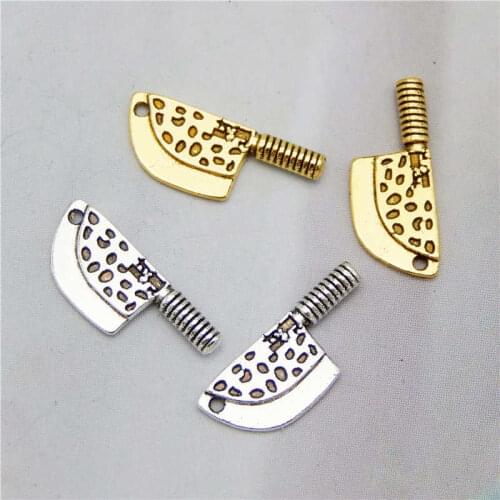 Julie Wang 40PCS Small Knife Charms Antique Color Kitchen Knife Pendant Bracelet Alloy Jewelry Making Accessory