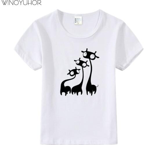 Animal Print Baby Boys T-shirt For Summer Short Sleeve Tee Shirts Kids Cartoon Giraffe T-Shirts Children Casual Tops