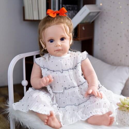 Hoomai 22" Clever Girl Reborn Baby Doll with Curls Hair Lifelike Soft Touch Educational Baby Gift
