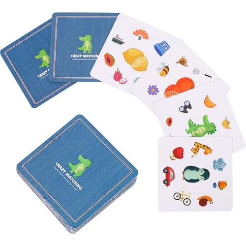Montessori Toys 54Pcs Children Crazy Matching Animal Pairing Find Cards Parent-Child Interactive Game Children Puzzle Board Gift