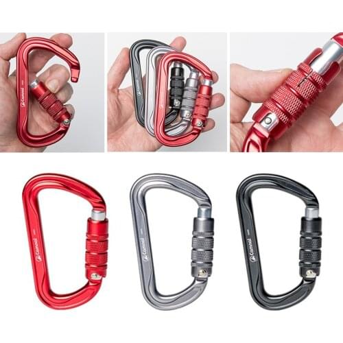 30KN Climbing Carabiner Clip Auto Locking Heavy Duty D-Shape Hook Accessories for Outdoor Rock Climbing Tree Climbing