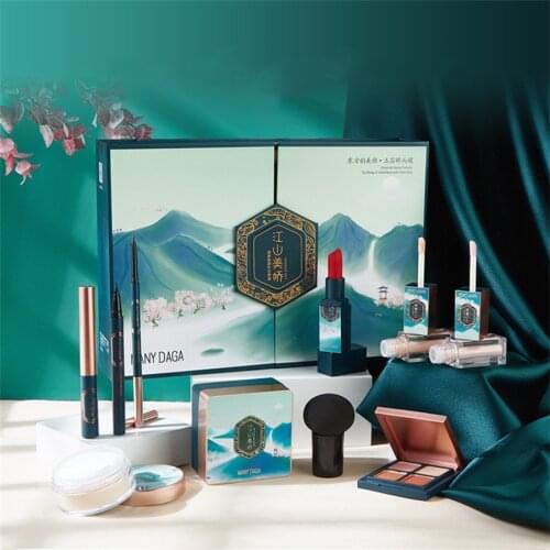 Chinese Style Mushroom Puff BB Cream ConcealerCosmetics Set Long-Lasting Makeup Set Gift for Valentine Day E1302