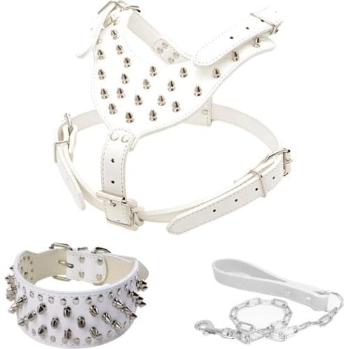 50LB Dog Walking Training Hiking Sports Harness Collar Chain Leash Set For Medium Large Dogs