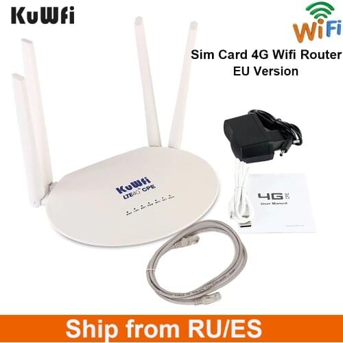 KuWFi 4G SIM Wifi Router 150Mbps CAT4 Home Wireless Routers Unlocked 3G/4G LTE FDD/TDD WiFi Modem Support 32Users