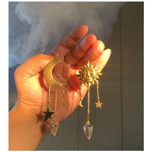 The Moon and The Sun The Sun and The Moon Quartz Earrings Celestial Gift for Her