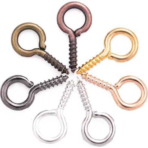 200pcs 6.5x13MM Small Tiny Mini Eye Pins Eyepins Hooks Eyelets Screw Threaded Clasps Hooks Bail Peg For Jewelry Making DIY Charm