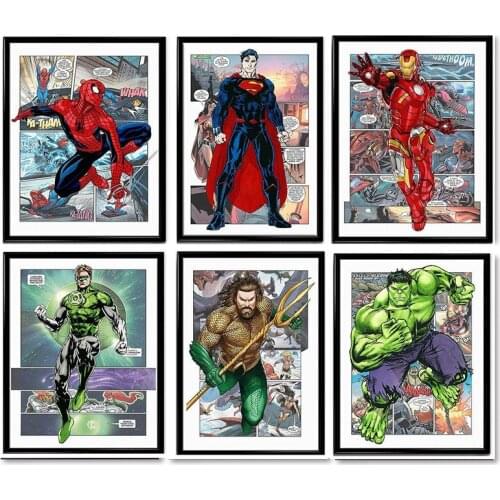 Marvel Comics Avengers Captain America Poster and Prints Iron ManCanvas Painting Wall Art Pictures for Living Room Home Decor