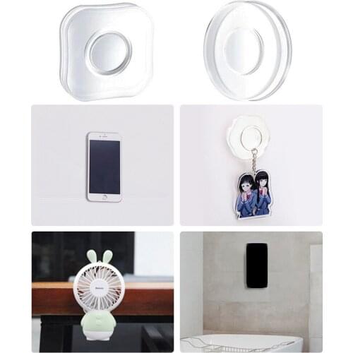 Multi-functional Transparent Hooks Magic Stickers Home Kitchen Storage Hooks Seamless Square Circle Strong Adhesive Stickers Z31