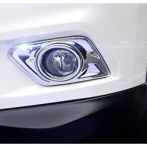 For nissan Rogue X-Trail 2014 2015 2016 Chrome Front Fog Light Lamp Cover Trim Molding Sticker Bezel Decoration Accessories