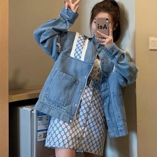 New Female Fashion Denim Suits Autumn Retro Chic Heavy Industry Cowgirls Jacket And Skirt Two-Piece Sets suit