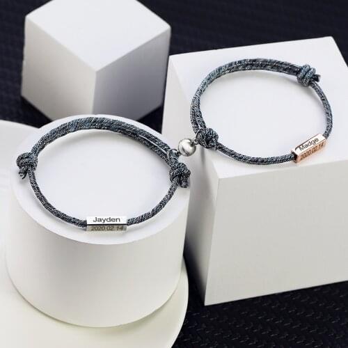 New Custom 2pcs Set Couple Bracelet for Women Infinite Love Paired Bracelet Coupling Magnetic Clasp Chain Bracelet Men Jewelry