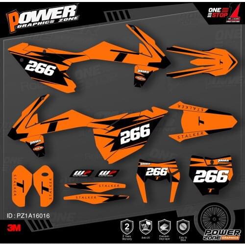 PowerZone Custom Team Graphics Backgrounds Decals 3M Stickers Kit For KTM SX SXF MX 16-18 EXC XCW Enduro 17-19 125 to 500cc 16