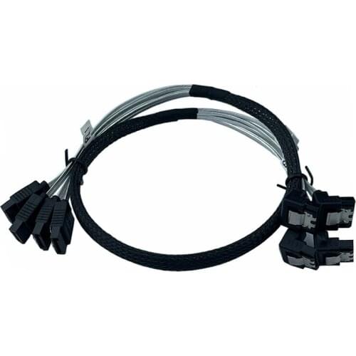 Silver Wire 4SATA To 4SATA Inward Bend 90 Degrees SSD Solid State Drive Data Cable Computer Motherboard Connection Cable