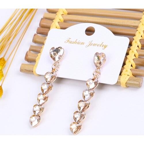 Women earring sjewelry long korean fashion bohemian boho statement crystal dangle heart Retro Stud earring personalized jewelry
