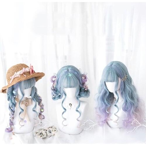 Women Lolita Wig Kawaii Cosplay Wig Heat Resistant Synthetic Wig Halloween Carnival Party Cosplay Hair Wigs