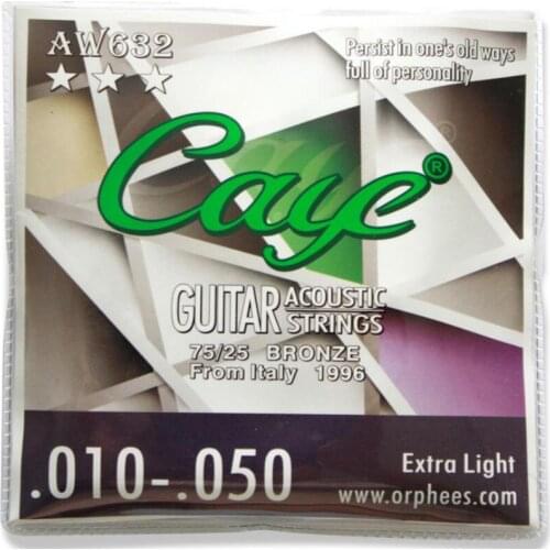 10 Sets Orphee CAYE Series AW632 Stainless Steel 75/25 Phosphor Bronze Acoustic Guitar Strings Extra Light (010-050)