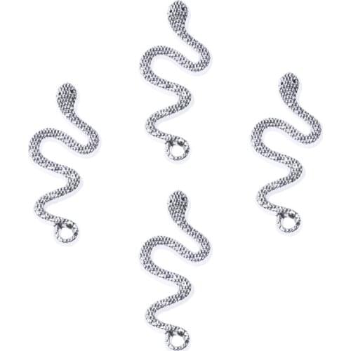 10pcs Antique Silver Vivid Snake Charms Animal Pendant fit Necklace Bracelet Jewelry Earring Making Accessory Components