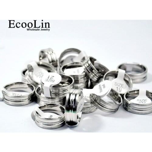 100Pcs EcooLin Brand Gold and Silver Color Punk Style Stainless Steel Rings For Men and Women Fashion Jewelry Lots Bulk LR4035