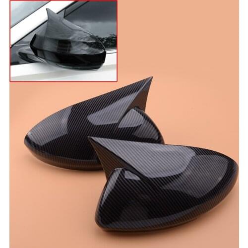 2Pcs Carbon Fiber Style ABS Car Auto Ox Horn Rearview Door Mirror Cover Trim Case Fit for Nissan Altima 2019 2020