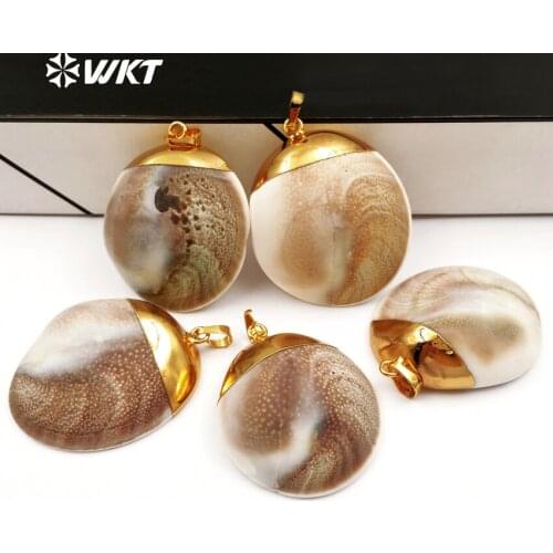 WT-JP038 2018 Newest Unique Design Wild Coast Jewelry Natural White Shell Eye Of Saint Lucia On Back Pendant For jewelry Making