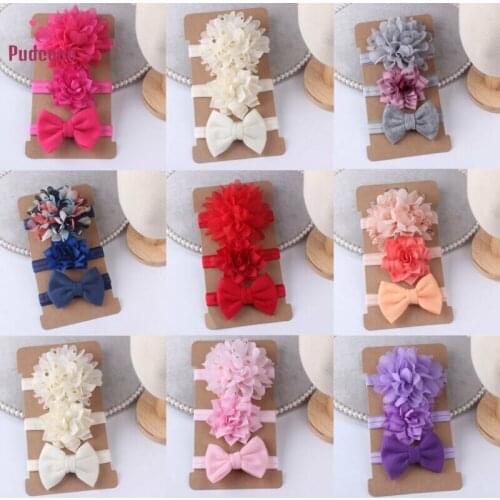 3pcs/Set Toddler Baby Girl Bowknot Flower Headband Ribbon Bunny Rabbit Turban Elastic Headdress Hair Photo Props Best Gifts