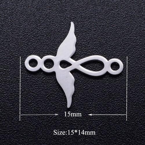 5pcs/lot Lovely Angel Stainless Steel DIY Connector Charms Wholesale Jewelry Making Connectors Factory Sale High Polished