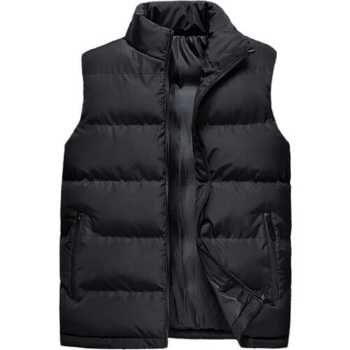 80% HOT SALES！！！Men Winter Solid Color Sleeveless Vest Jacket Stand Collar Thick Warm Waistcoat