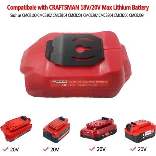 CMCB002B 18V/20V Lithium Battery Converter Adapter with USB Port for Craftsman CMCB104 CMCB202 CMCB204 CMCB206 CMCB209