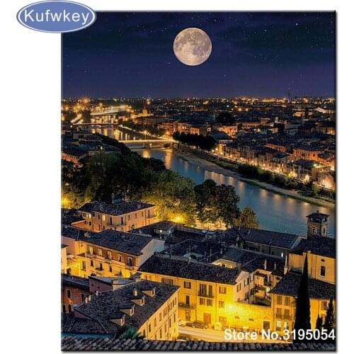 5D DIY Diamond Embroidery Italy night view city andscape Square Drill Full Diamond Painting Cross Stitch Decoration