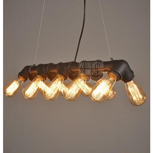 American industrial loft Water pipe Steampunk Vintage pendant lights for dining room Bar rust/black home decoration pendant lamp