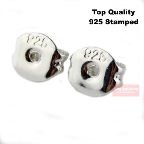 Free shipping 100pcs/pack 6X5MM 925 Sterling Silver Plated Butterfly BACK STOPPERS Earrings Jewelry Findings For Stud Pin