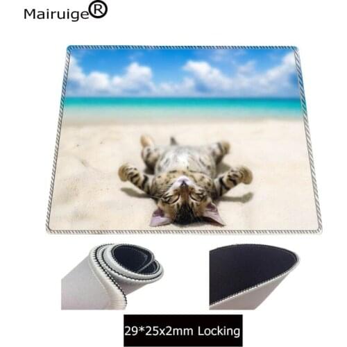 Mairuige Funny Cute Cat lying on the beach Large Mouse pad Desk Cushion Table keyboard Mat Mousepad game gaming XL Mouse pad