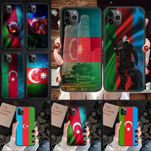 Azerbaijan flag Phone Case Cover Hull For iphone 5 5s se 2 6 6s 7 8 12 mini plus X XS XR 11 PRO MAX black soft waterproof