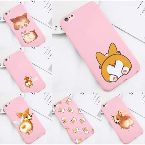 Cute Corgi Butt Puppy lovely Animal Phone Case Pink Color Soft Cover For Mini iPhone 8 6 Plus XS 11 12Pro MAX XR Silicone Case