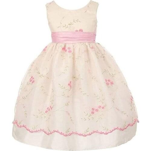 Flower Girl Dress Floral Tutu Little Girl Embroidery Lace Satin Wedding Dress
