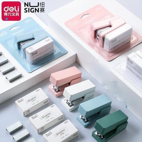 Deli Morandi Color Portable Mini Stapler Set with 640pcs Staples Stationery Office Binding Tool School Binder Teacher