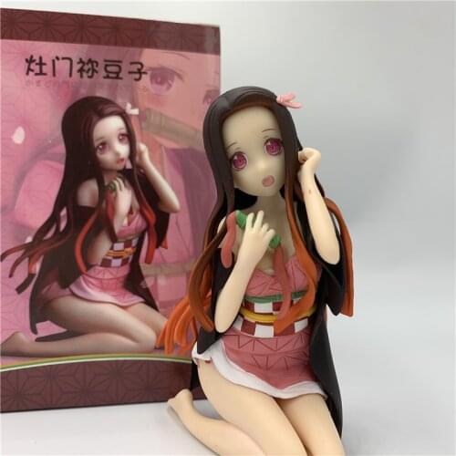 10cm Nezuko Cute Sexy Sitting PVC Action Figure Demon Slayer Kimetsu no Yaiba Kamado Tanjirou Nezuko Locly Ver. Model