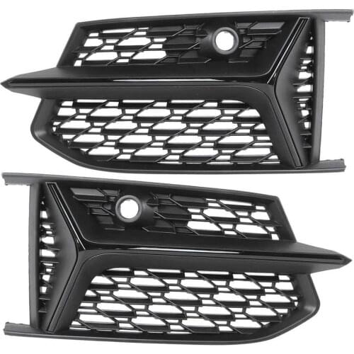 Glossy Black Honeycomb Mesh RS6 Style Fog Light Grilles Grills For Audi A6 S-Line C8 S6 2019-2020