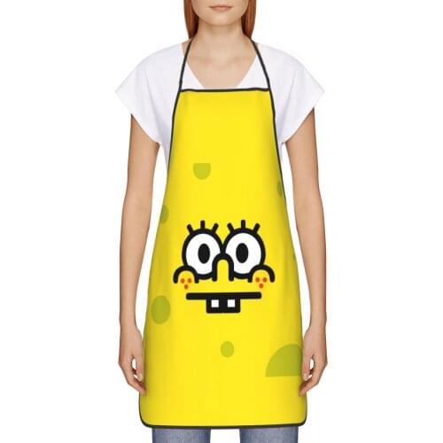 Sponge Baby Kitchen oil resistant wreath Comic anime kitchen apron women Man For Barbecue 72*52cm