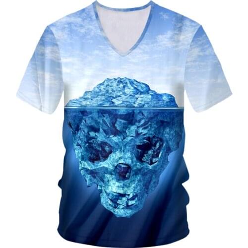 IFPD EU/US Size Skull Island Cool 3D V-Neck TShirts Men 3D Printed Skull Shirt Unisex Clothes Summer Homme Hip Hop Streetwear