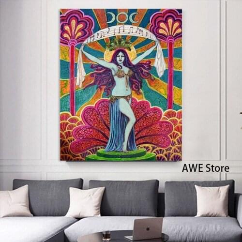 Saraswati Goddess Of Music Art Mini Print Psychedelic Altar Art Fine Art Pagan Mythology Psychedelic Bohemian Gypsy Goddess Art