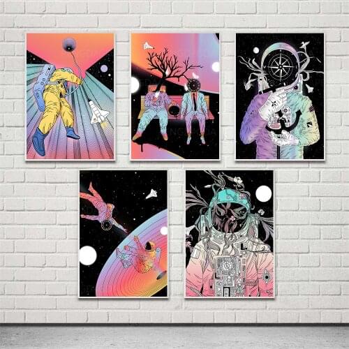 HD Prints Planet Astronaut Canvas Painting Wall Art Abstract Poster Modern Home Decor For Living Room Modular Pictures Framework