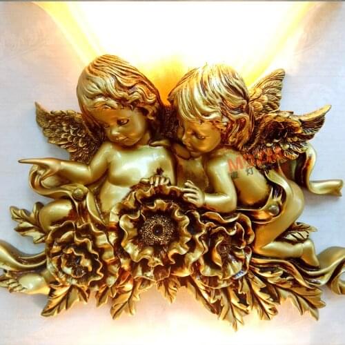Creative Gemini Angel Wall Lights Staircase Bar Resin Hotel Living Room Backdrop Lobby European Room Bedside LU731358