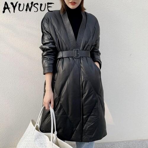 AYUNSUE 100% Genuine Leather Jacket Women Goose Down Jacket Sheepskin Coat Female Autumn Winter Woman Parkas Mujer Chaqueta 2020