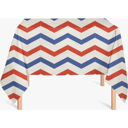 Red Anchor Stripe Waves Star Print Linen Tablecloth Rectangle Picnic Mat Table Cover Decoration Home Desk Restaurant Party