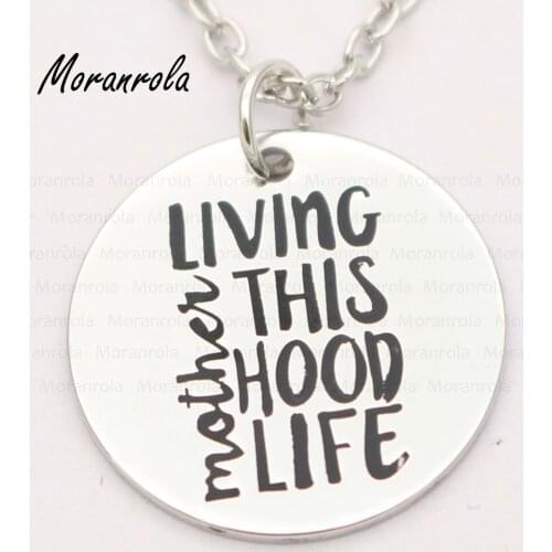 New arried "Living This Mother Hood Life "Copper necklace Keychain,charm Hand-Stamped Jewelry mothers day gift mom necklace