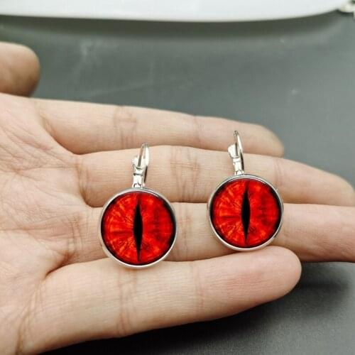 Fashion Vintage Cat Eye Earrings Cat Eye Art Painting Bump Glass Earrings Animal Theme Handmade Gift