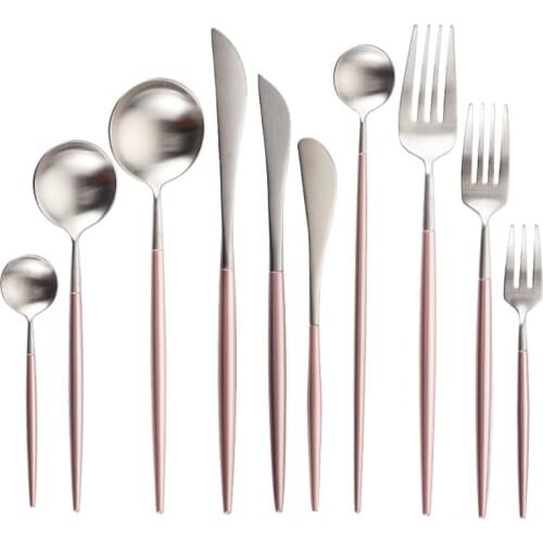 18/10 Stainless Steel Pink Silverware Cutlery Sets Dinnerware Dining Knife Spoon Fork Chopsticks Salad Fork Spoon Tableware set