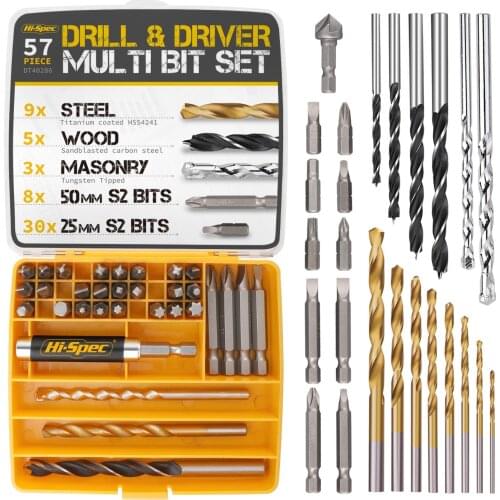 Hi-Spec NEW 67pc HSS Drill Set Masonary Wood Drill Bits Set Screwdriver Set for Drill Power Tools DIY Spening Screwing Fastening